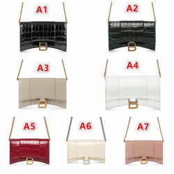 7colors WOMEN'S HOURGLASS WALLET ON CHAIN CROCODILE EMBOSSED