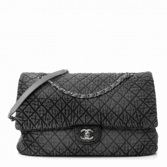 CHANEL Denim Quilted Medium Denimpression XXL Flap bag