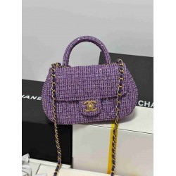 Chanel Small bag with top handle, Tweed, sequins