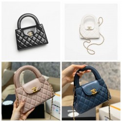 4colors MINI SHOPPING BAG VINTAGE chanel Quilted CC Top Handle Kelly