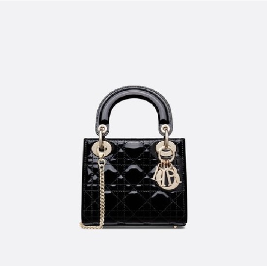 MINI LADY DIOR BAG Patent Cannage Calfskin