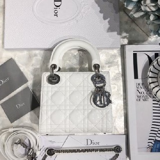 MINI LADY DIOR BAG Patent Cannage Calfskin