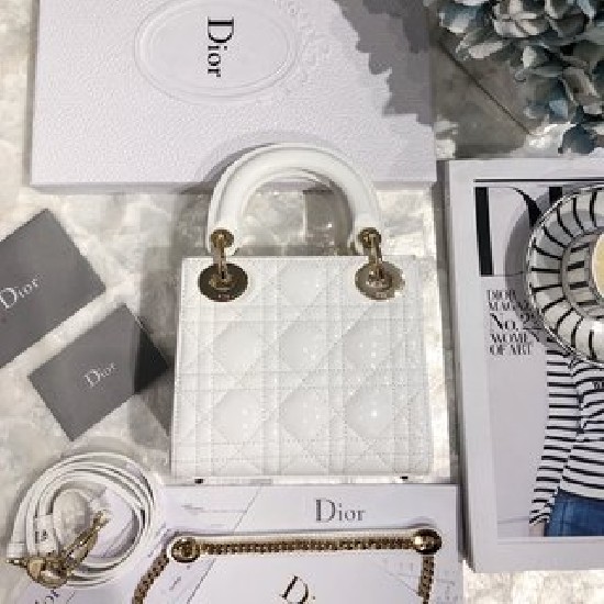MINI LADY DIOR BAG Patent Cannage Calfskin