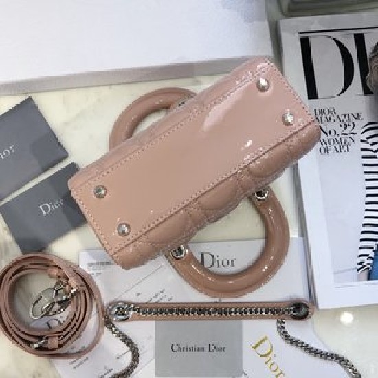 MINI LADY DIOR BAG Patent Cannage Calfskin