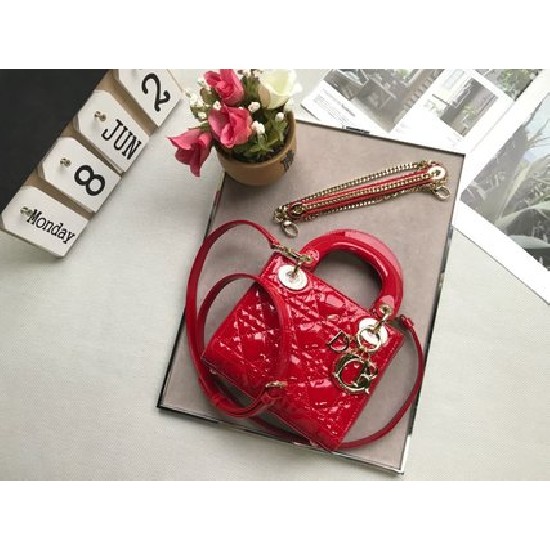 MINI LADY DIOR BAG Patent Cannage Calfskin