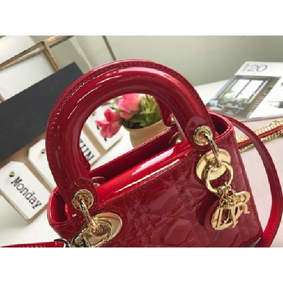 MINI LADY DIOR BAG Patent Cannage Calfskin