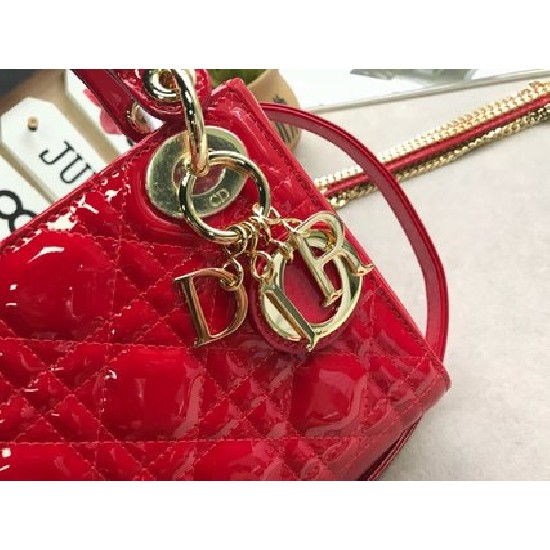 MINI LADY DIOR BAG Patent Cannage Calfskin