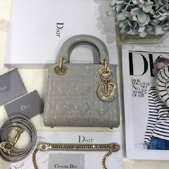MINI LADY DIOR BAG Patent Cannage Calfskin