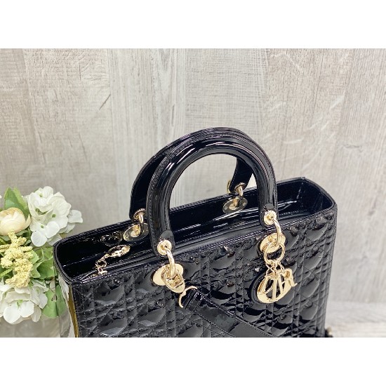 3colors LARGE LADY DIOR BAG Patent Cannage Calfskin