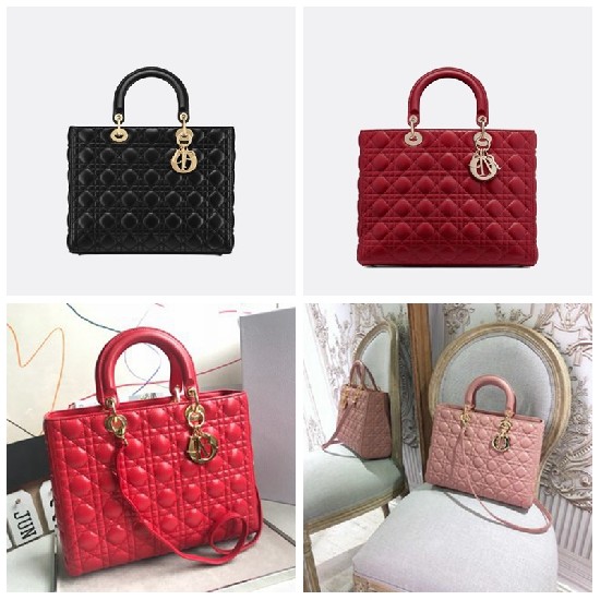 5colors LARGE LADY DIOR BAG Cannage Lambskin