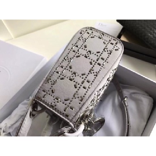 MINI LADY DIOR BAG Strass Cannage Satin
