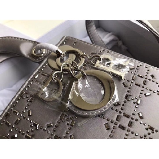 SMALL LADY DIOR BAG Strass Cannage Satin