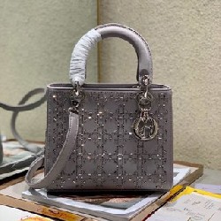 SMALL LADY DIOR BAG Strass Cannage Satin