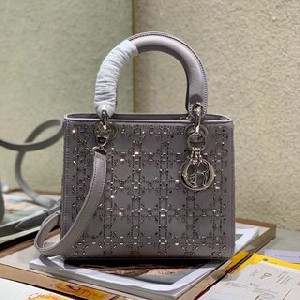 SMALL LADY DIOR BAG Strass Cannage Satin