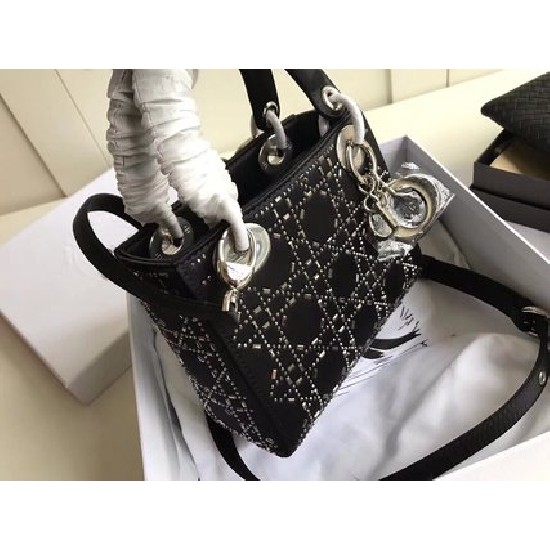 MINI LADY DIOR BAG Strass Cannage Satin