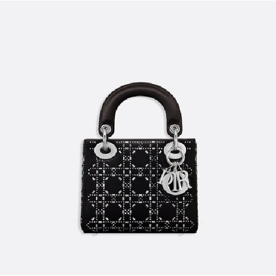 MINI LADY DIOR BAG Strass Cannage Satin