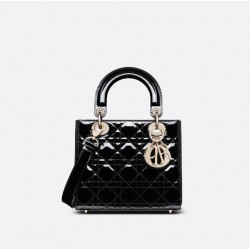 SMALL LADY DIOR BAG Patent Cannage Calfskin