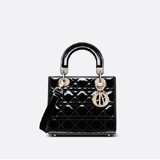 SMALL LADY DIOR BAG Patent Cannage Calfskin
