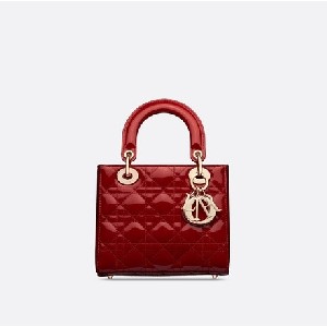 SMALL LADY DIOR BAG Patent Cannage Calfskin