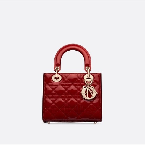 SMALL LADY DIOR BAG Patent Cannage Calfskin