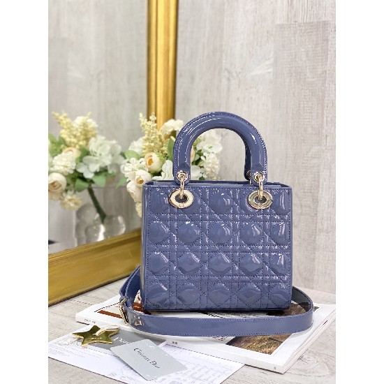 SMALL LADY DIOR BAG Patent Cannage Calfskin