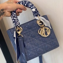 SMALL LADY DIOR BAG Patent Cannage Calfskin