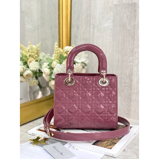 SMALL LADY DIOR BAG Patent Cannage Calfskin