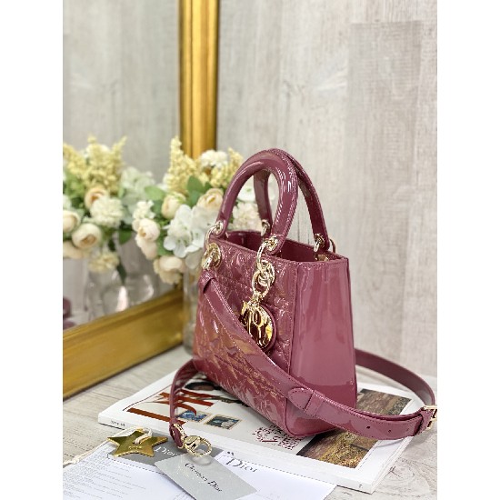 SMALL LADY DIOR BAG Patent Cannage Calfskin