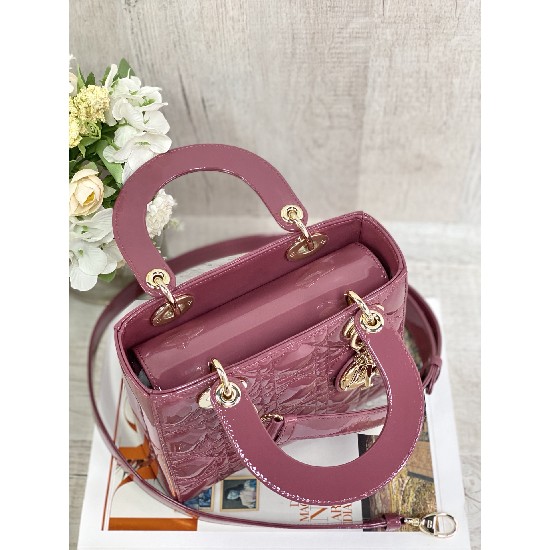 SMALL LADY DIOR BAG Patent Cannage Calfskin