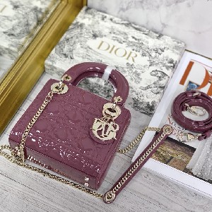 MINI LADY DIOR BAG Patent Cannage Calfskin