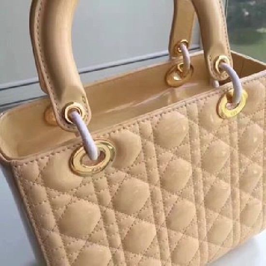 MEDIUM LADY DIOR BAG Patent Cannage Calfskin