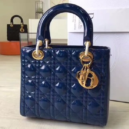 MEDIUM LADY DIOR BAG Patent Cannage Calfskin