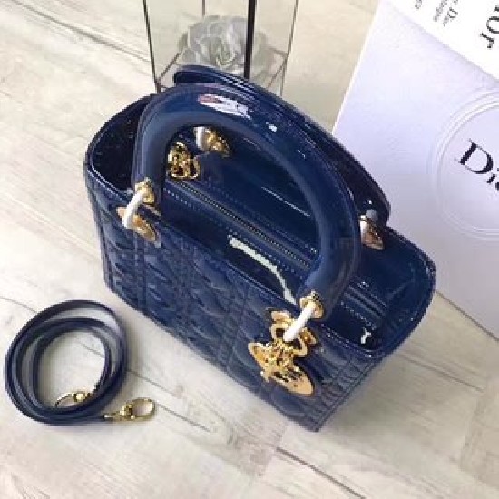 MEDIUM LADY DIOR BAG Patent Cannage Calfskin