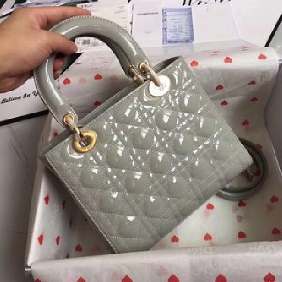 MEDIUM LADY DIOR BAG Patent Cannage Calfskin
