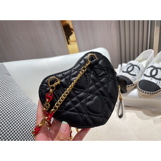 DIORAMOUR DIOR CARO HEART POUCH WITH CHAIN