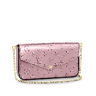 FÉLICIE POCHETTE MONOGRAM VERNIS ROSE PALE PINK