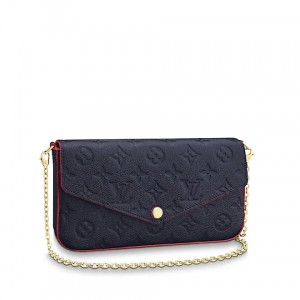 FÉLICIE POCHETTE MONOGRAM EMPREINTE MARINE ROUGE