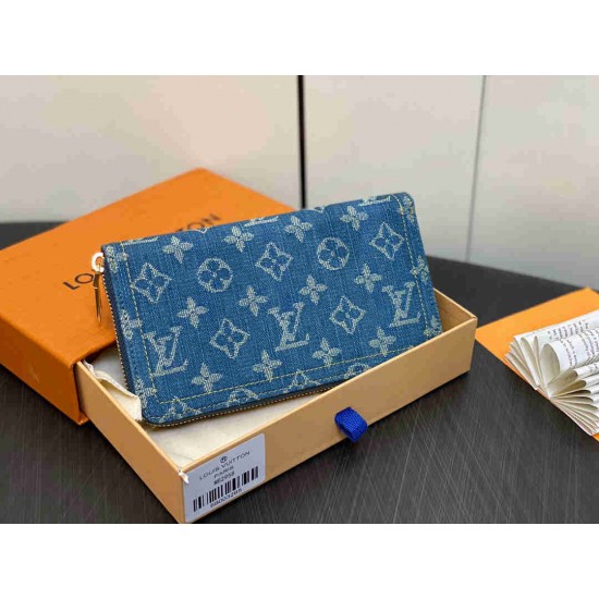 Zippy Wallet Monogram Denim