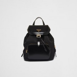 Small Medium Re-Nylon and brushed leather backpack