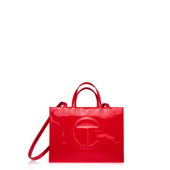 Red Patent Shopping Bag